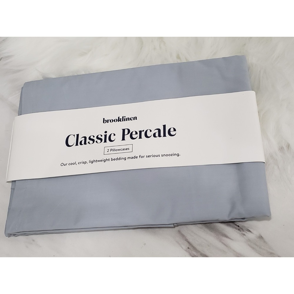 SET 2 FROST BLUE Brooklinen Classic Pillowcases Standard Ginger Percale Cotton